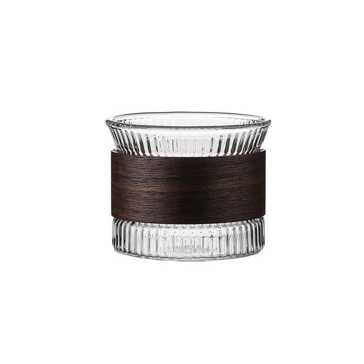Chinese Style Insulated Glass Cup: Anti-Scald Vertical Stripe Tea, Water, Juice & Coffee Cup for Living Room Use