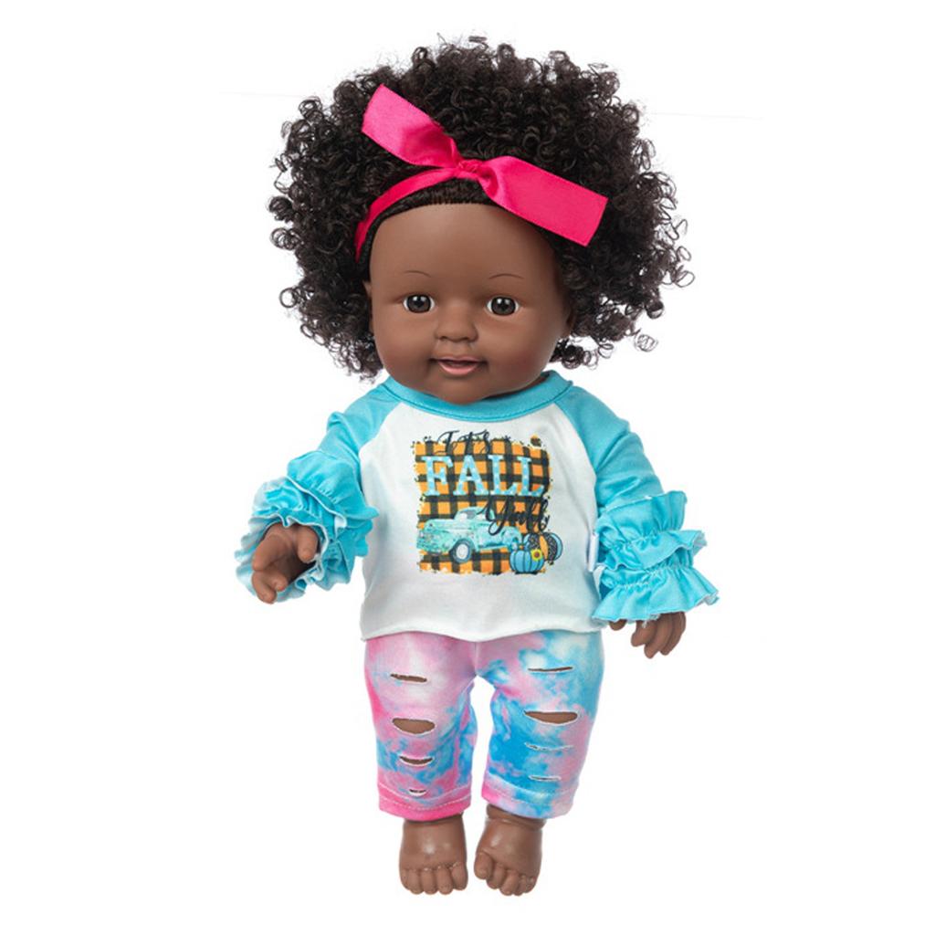 12 Inch Lovely Simulated Black Girl Doll African Baby Doll Kid Toy Birthday Gift