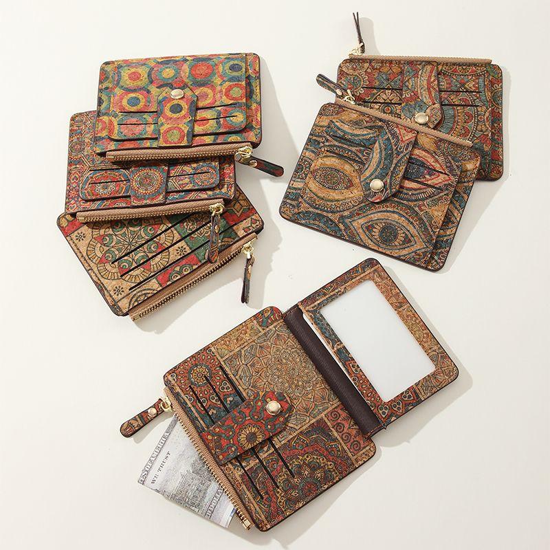 Retro Exquisite Multi-card Card Bag Portuguese Cork Ultra-thin and Ultra-light Zipper Small Wallet Change Bag