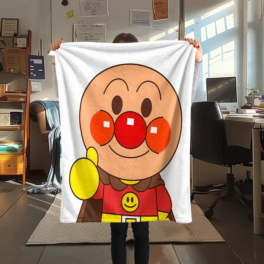 1PC Anpanman Print Flannel Blanket, High quality All Seasons, Home Decor, Warmth and Comfort, Perfect for Christmas Gifts