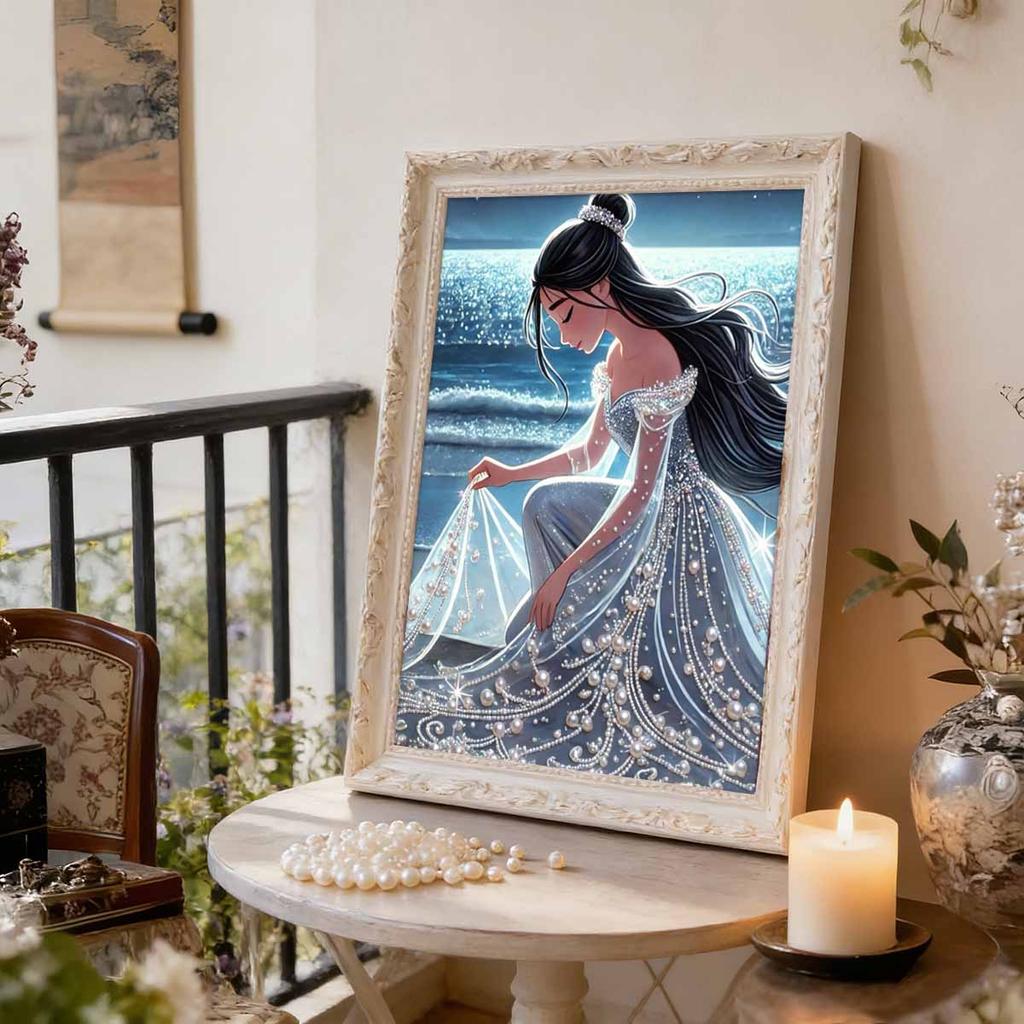 Disney Pearl Painting Seaside Pearl Princess Creative Art 5D Pearl Embroidery Cross Stitch Kit Handmade DIY Home and Room Decor Gift