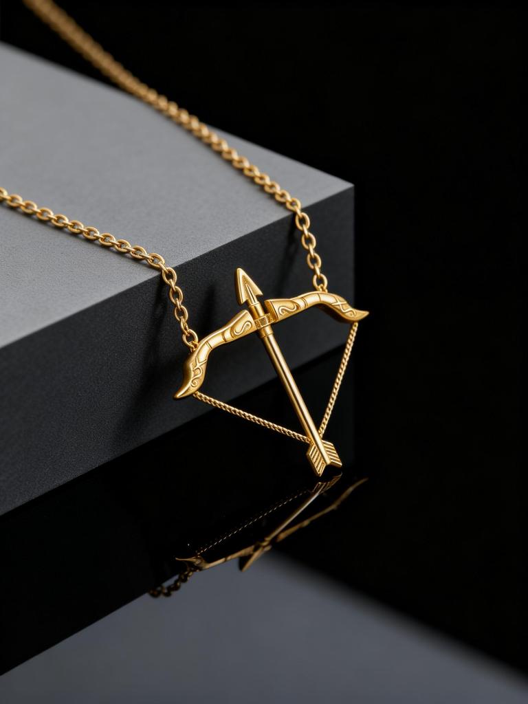 Stylish Chic Bow and Arrow Pendant Necklace for Men, Waterproof 18K Gold Plated Stainless Steel Archer Necklace, Fashion Jewelry