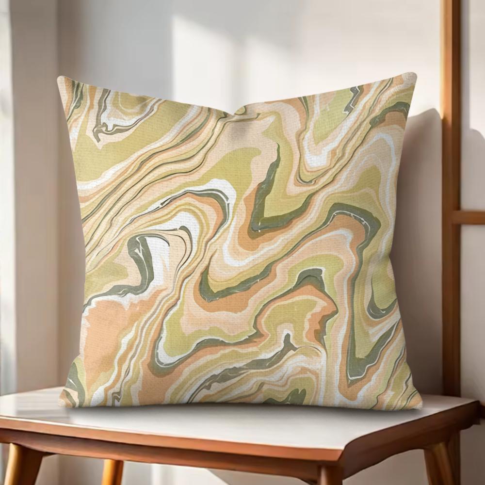 Marble Pattern Cushion Cover Natural Linen Organic Fabric DoubleSided Printing Couch Pillow Covers Home Decor Gift