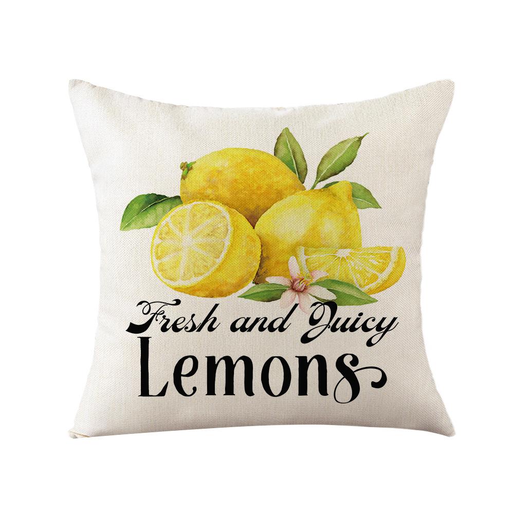 Lemon Print Pillow Cover Nordic Polyester Cartoon Print Home Cushion Cover Living Room Cushion Cover