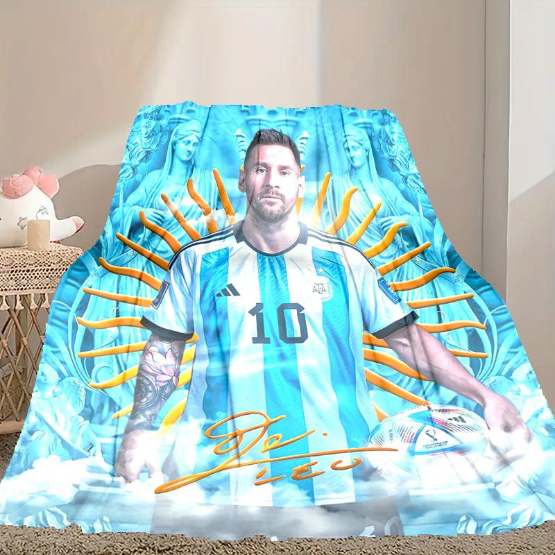 1pc Easy-Care Football Star Messi Blanket, Perfect for Couch, Bed, Home, Travel & More, Warm & Durable Printed Blanket