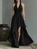 New chiffon dress, neck halter waist V-neck dress evening dress