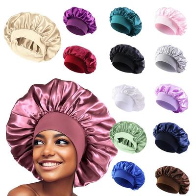 Cross-border Wide-Brim Elastic Satin Sleep Cap for Women's Hair Care and Postpartum Use