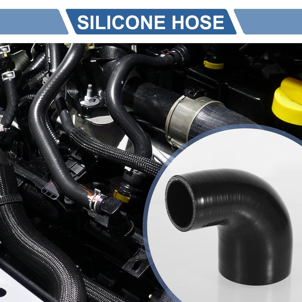 X AUTOHAUX 1 Stück Innendurchmesser 51-76mm/2.01"-2.99" Länge 102mm 4.02" 90 Grad Schwarz Auto