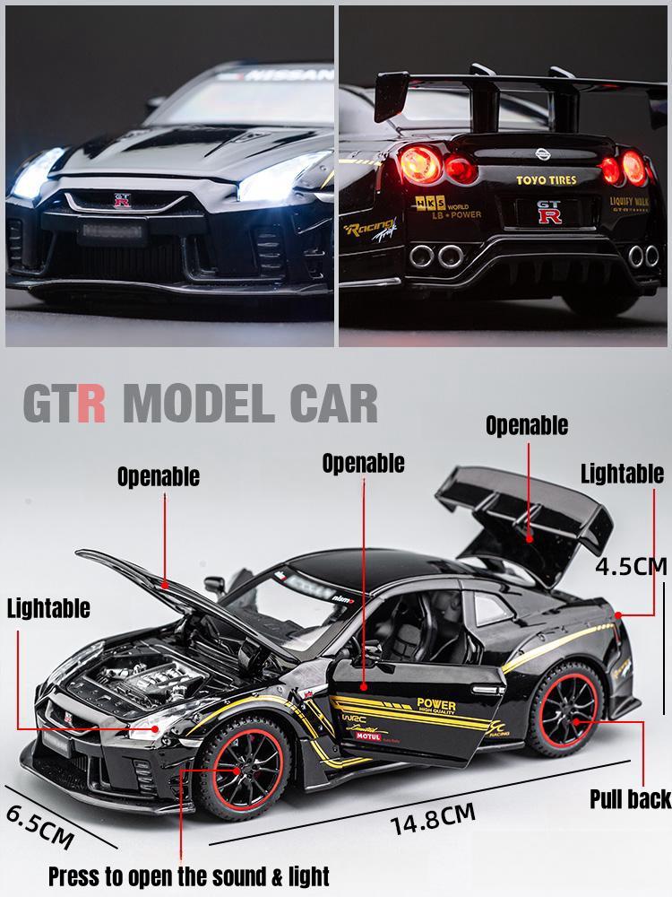APU1 1/32 Nissan Skyline GTR R35 Nismo GT3 Racing Toy Car Model For Children RMZ CiTY Diecast Alloy Miniature Sound Light Collection