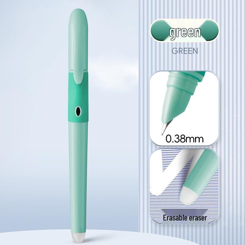 Blue Erasable Fountain Pen for Students with Refillable Heat-Erase Ink and Eraser, Ideal for Writing Practice