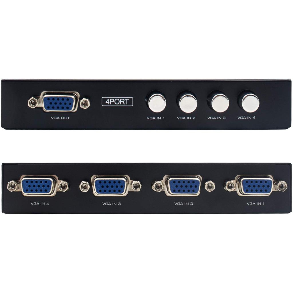 Duttek VGA 4-Wege-VGA-Schalter-Selektorbox für und Plug-and-Play-Umschalter, Eingänge/1 Ausgang, 15HDF, 4-Port-PCs, Laptops, Desktops, Monitore, Projektoren, TVs,