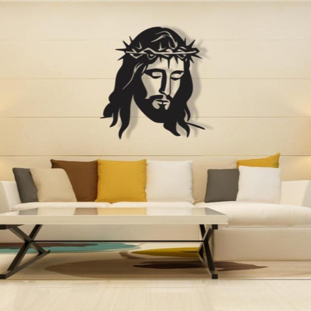 Forged Iron Jesus Portrait Wall Decor, Religious Christian Art for Home, Faith Based Metal Craft