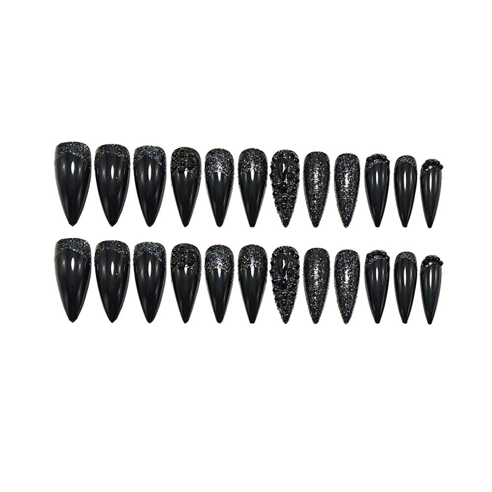 Spicy Gothic Luxury Rhinestone Nail Art Stickers and Wearable False Nails