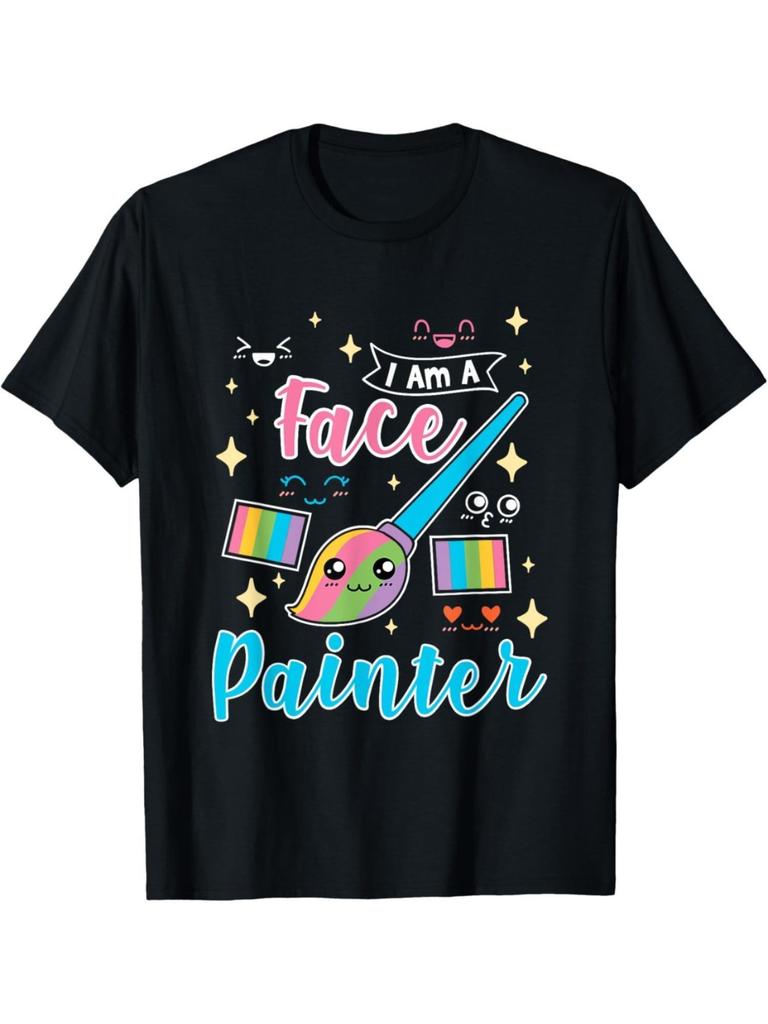 Kawaii Face Painter Brush Rainbow Art T-shirt
