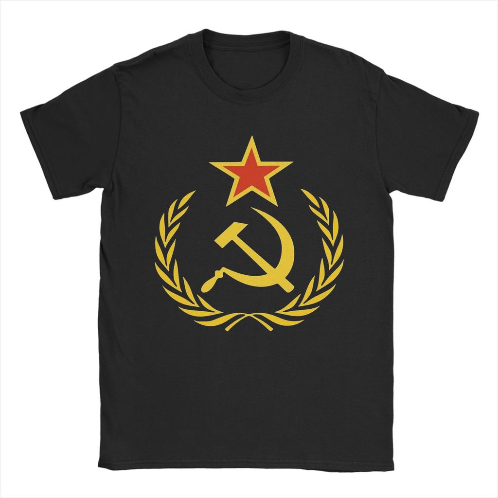 CCCP Soviet Hammer and Sickle Star Marxist TShirts for Unisex Round Collar Pure Cotton T Shirts Short Sleeve Tees Summer Tops