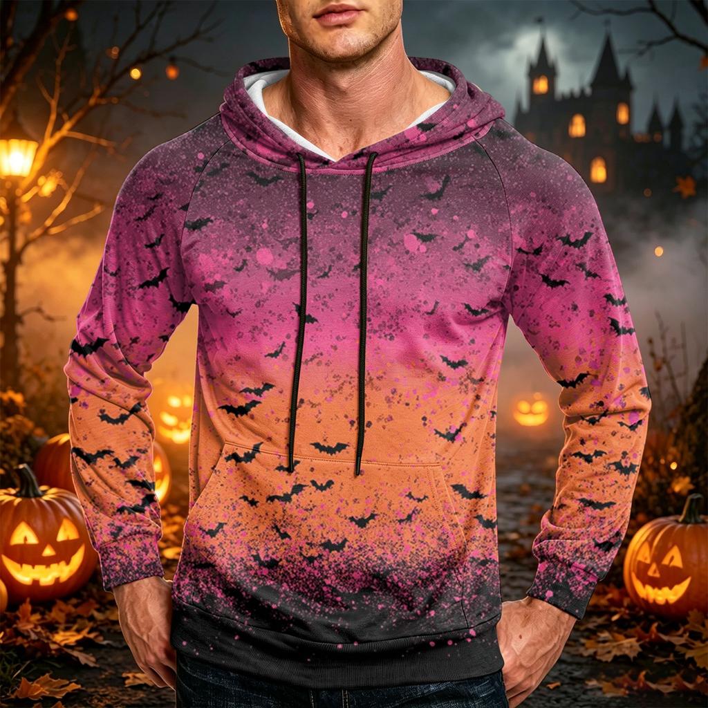 Men's Casual Loose Fit Hoodie with Kangaroo Pocket and Drawstring Printed Sweatshirt