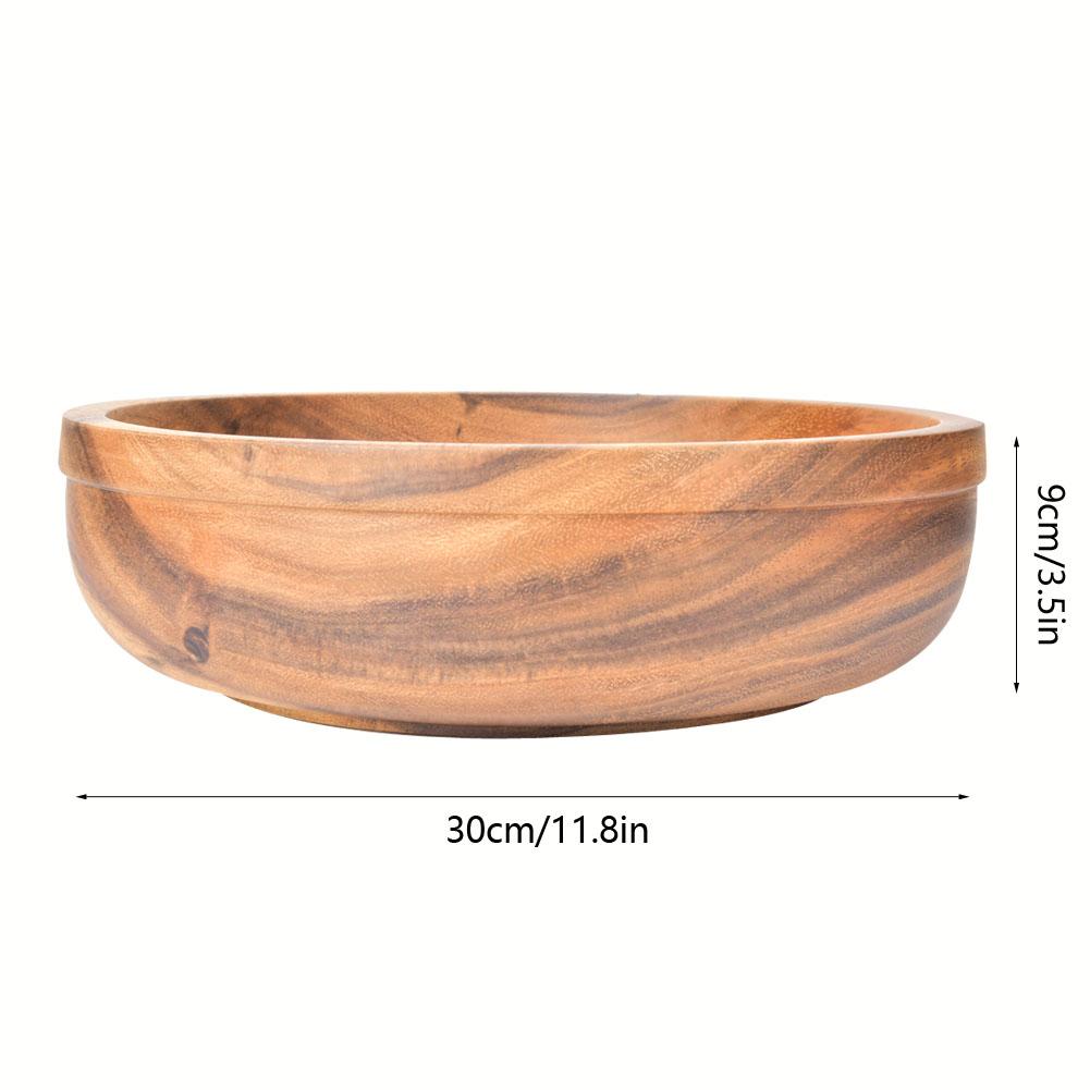 Wooden Salad Bowl Food Fruit Container Dish Tableware Kitchen Utensils30x9cm
