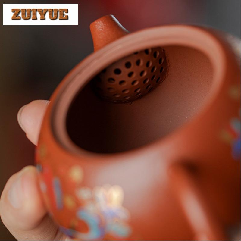 120ml Purple Clay Xishi Olour Enamels Teapot Vintage Tea Infuser Pot Tea Brewing Kettle With Ball Hole Chinese Teaset Collection