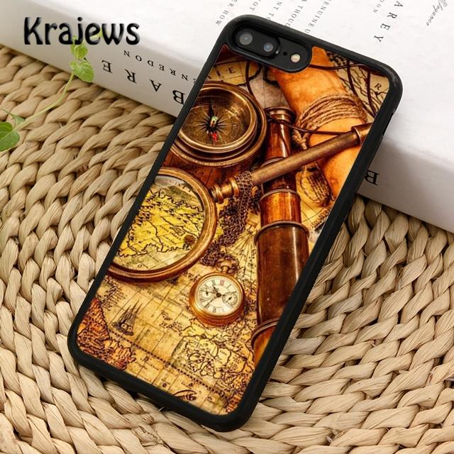 Krajews Compass Wanderlust Vintage Map Phone Case For iPhone 14 5 SE 6s 7 8 Plus X XR XS 11 12 13 Pro Max Samsung S21 S22 Ultra