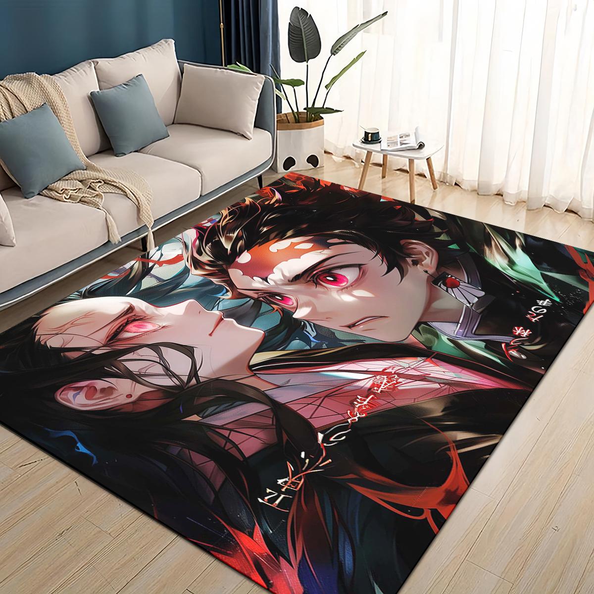 

3D Demon S-Slayer Cartoon Kamado Nezuko Anime Carpet Rug for Living Room Bedroom Home Sofa Decoration,Kid Non-slip Floor Mat 40x60cm( 15x23in )