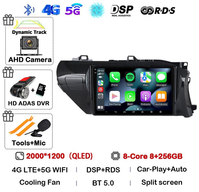 Android 14 Carplay Auto WIFI Car Radio For Toyota HILUX REVO VIGO IMV 2016  2017 2018 2019 2020 RHD GPS Multimedia Player Stereo