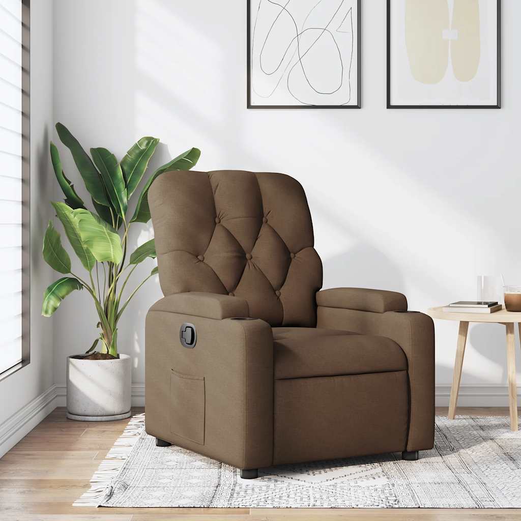 Relaxation Armchair Brown Fabric