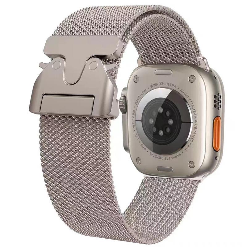Titanium Color Milanese Loop Strap for Apple Watch Ultra Parachute Buckle Stainless Steel Metal Band for iWatch Series 11 10 9 8 7 6 5 SE 49mm 46mm