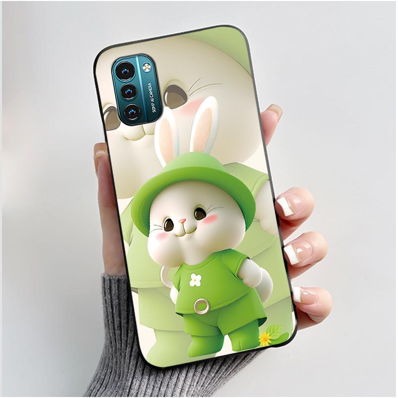 For Nokia G21 G11 Plus Case Cute Love Rabbit Cartoon Black TPU Silicone Soft Cover For NokiaG21 G 11 G11Plus Bumper Phone Case