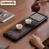 HOYIHM Black Stone Lacquer Tea Tray Dried Fruit Plate Coffee Storage Board Kitchen Storage & Organization Dishes For Serving Tea