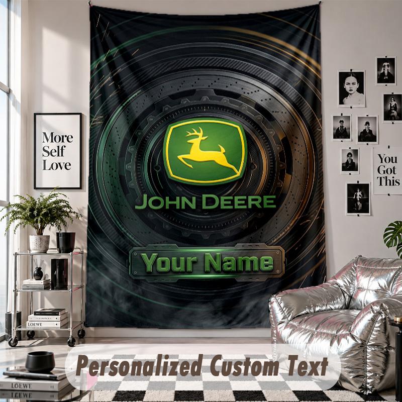Wall Hanging Tapestry With Custom Name & Text, John Deere Decorative Tapestry For Bedroom