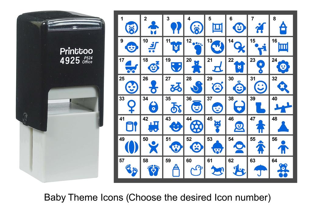 Printtoo Baby Theme Icons Rubber Stamp Self Inking Stamper 24 Mm