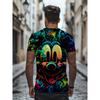Neon Color Graffiti Mickey Mouse T Shirt Men Tropical Plant 3D Full Print Short Sleeve Tee Fashion Hip Hop Casual Daily Tops