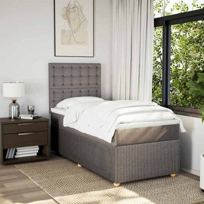 Maison Exclusive - Sommier à lattes de lit avec matelas Taupe 90x200 cm Tissu