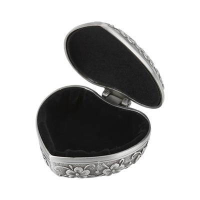 Vintage Ring Box Zinc Alloy Heart Shape Carved Flower Antique Necklace Earring Jewelry Storage Case for Wedding Valentine's Day