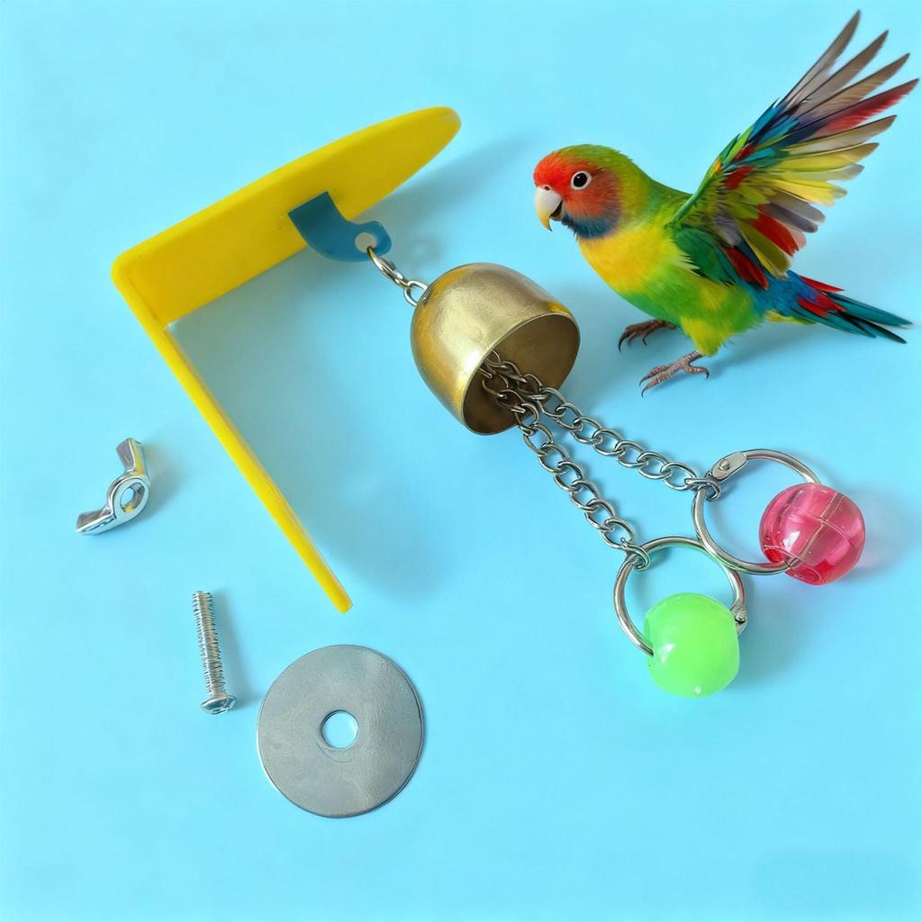 1PC Parrot Bell Toys Birds Chewing Hanging Swing Cage Toy Bite Accessories Parakeet Beads Cockatiel Play Pet Bird Supplies