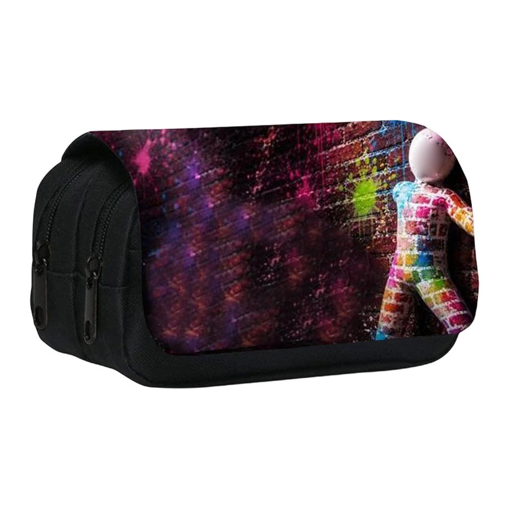 Printed Double-Layer Pencil Case for Students, Large Capacity Stationery for Pens and Pencils