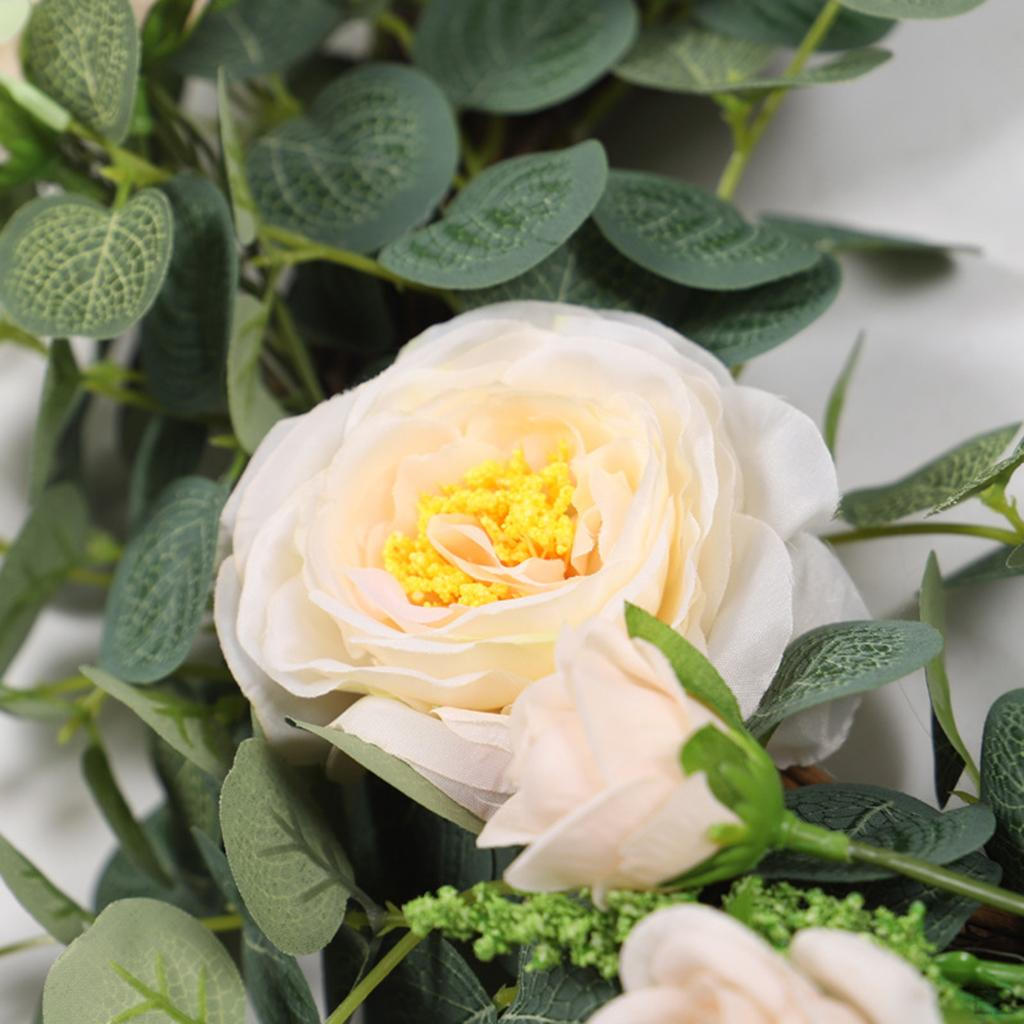 Camellia Eucalyptus Wreath Artificial Leaves Wedding Living Room Decor