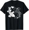 Yinyang Japanischer Koi T-Shirt Interessantes Muster Print Mode Lässig Kurzarm Rundhals Atmungsaktiv Neutral Geschenk Kleidung