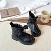 Korean version of girls' velvet short boots 2025 autumn and winter new girls' retro bow princess boots warm Martin boots