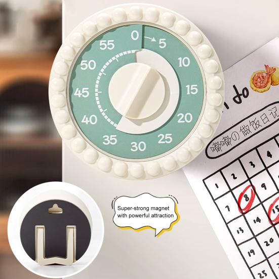 55-Minute Pink Mechanical Kitchen Timer Cooking Baking Eggs Loud Alarm Kitchen Timer Magnetic Back Visual Timer