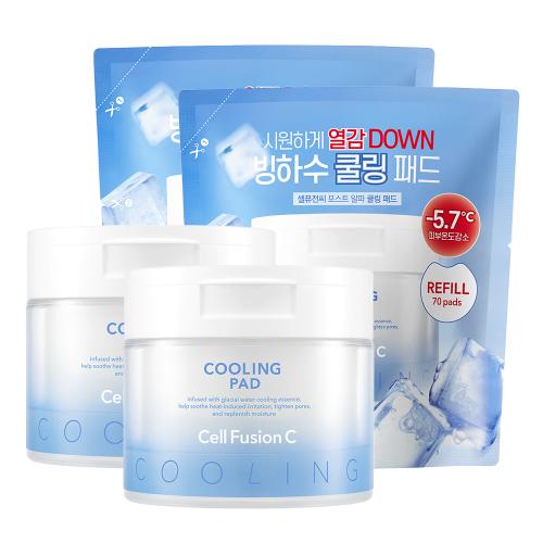 2 packs of 70 cooling pads + 2 packs of 70 cooling refill pouches