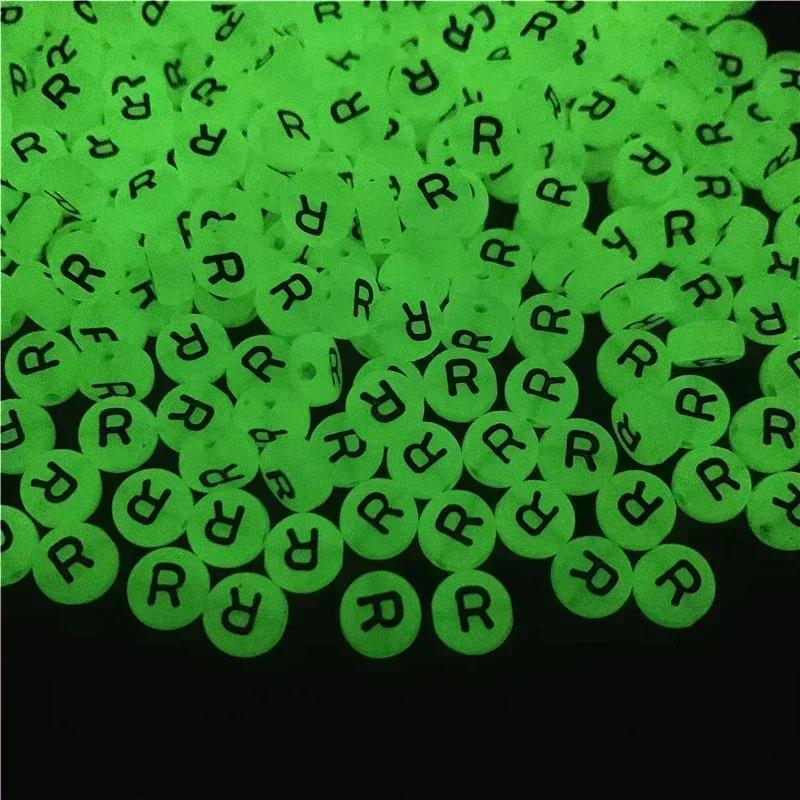 100-500PCS Acrylic Luminous A-Z 26Letter Beads Loose Spacer Alphabet Beads For Jewelry Making DIY Charms Bracelet Necklace