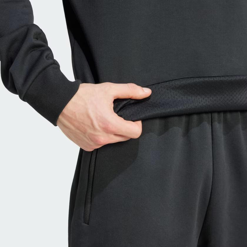 Adidas Solid Color Crew Neck Casual Sports Pullover Long Sleeve Sweatshirt Men Sweatshirt Black JE7536