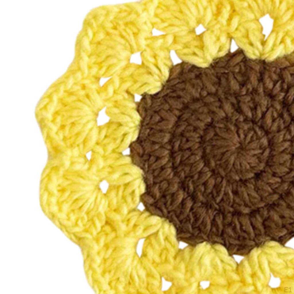 Crochet Coaster Coffee and Tea Flower Shape Round Woven Funny Gift Non Slip Decoration Cup
