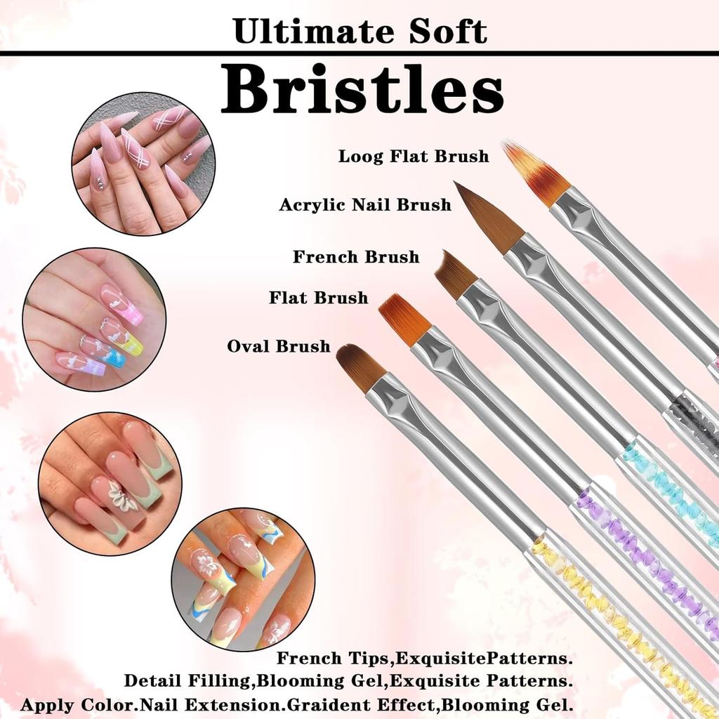 Nail Art Brushes Set, 10 Pcs Nail Brushes for Nails Art Double-Ended Acrylic Nails Brush with Nail-Liner Brush Dotting Pens for Nail-Design-Brushes