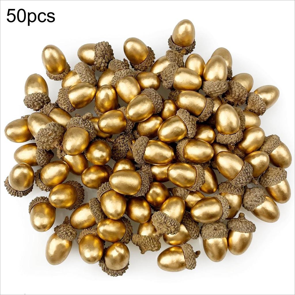 20/50pcs Artificial Golden Acorns,Exquisite Floral Decoration,  Kitchen Decor,Festive Christmas &Four Seasons Tabletop Ornaments