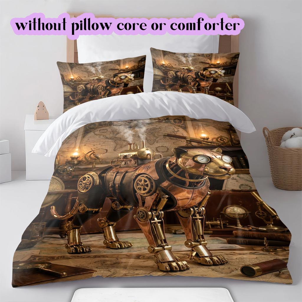 Medieval MachineryPattern Bedding Quilt Set Quilt Cover Pillowcase Home Decoration Birthday Gift (1 * duvet cover + 2 * pillowcase, without core)