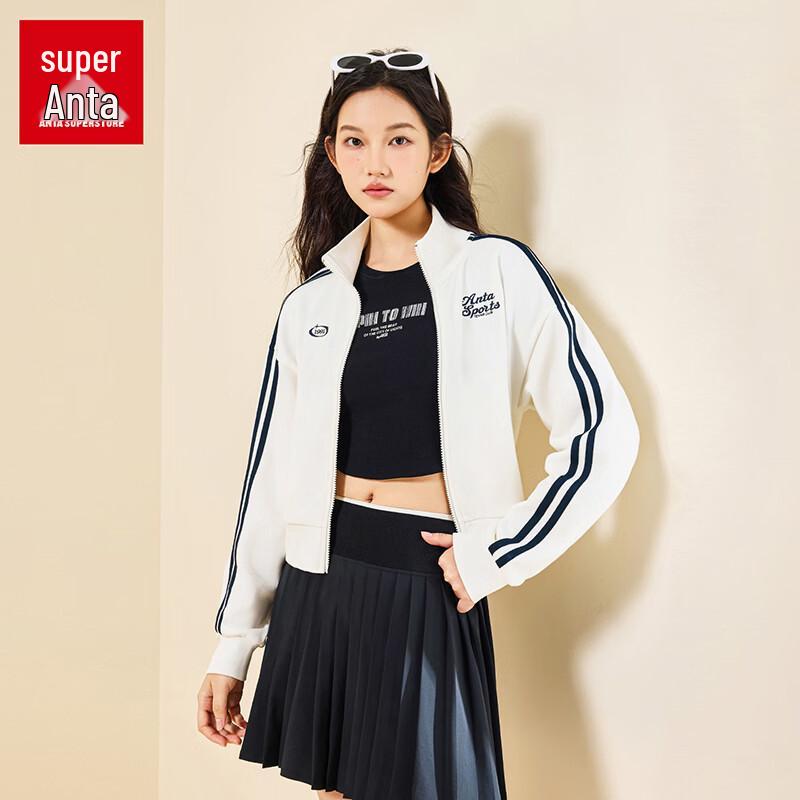 Anta Women s Retro Double Stripe Stand Collar Sports Jacket XL
