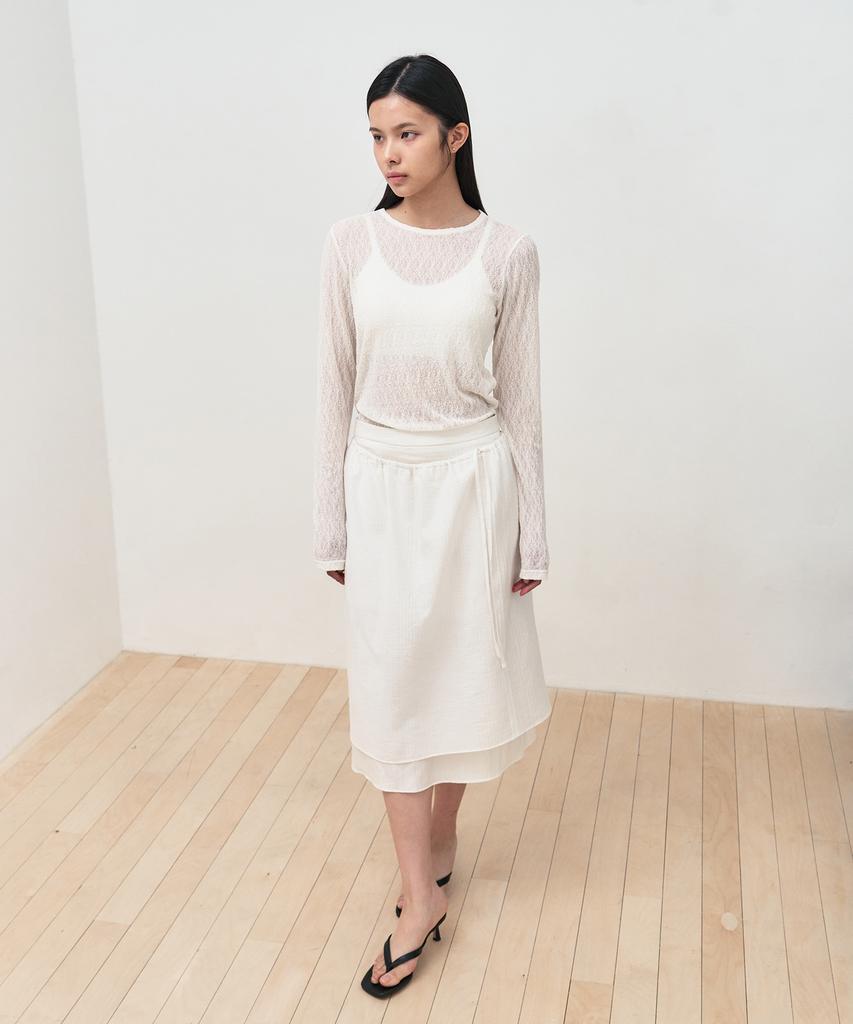 Sys A Transform String Sheer Midi Skirt [White]
