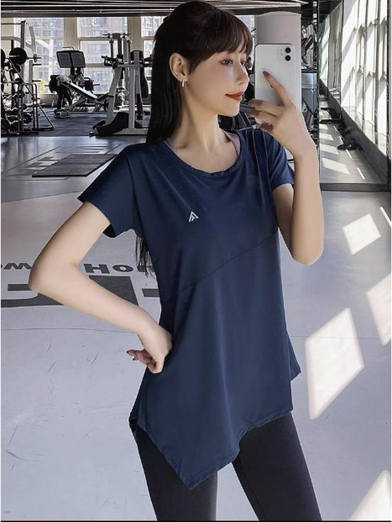T-shirt de yoga à manches courtes pour femme - Respirant, amincissant, top de sport mi-longueur
